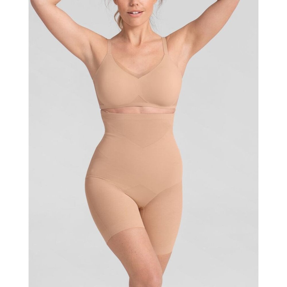 Honeylove Women 2X SuperPower Short Shapewear Compression Beige Boning Sculpting